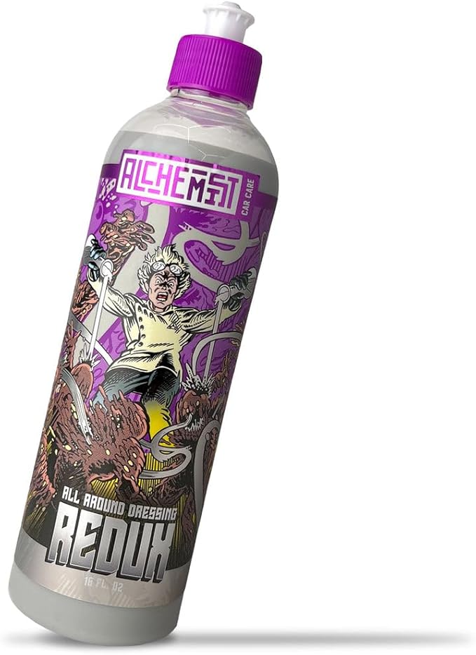 Alchemist Redux All-Around Dressing | Water-Based Tire Shine & Trim Dressing for Satin Finish | Car Interior & Exterior Rubber, Vinyl & Plastic Protectant | Non-Greasy, No Sling Tire Dressing | 16 oz