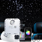 AKEPO 32W RGBW APP+Twinkle+Music Control Fiber Optic Lights Kit Star Ceiling Sky Light, 400pcs of Mixed Φ (0.75+1+1.5+2mm) 13.1ft/4m Optical Fiber Cable and Crystals for Car & Media Movie Room Decor