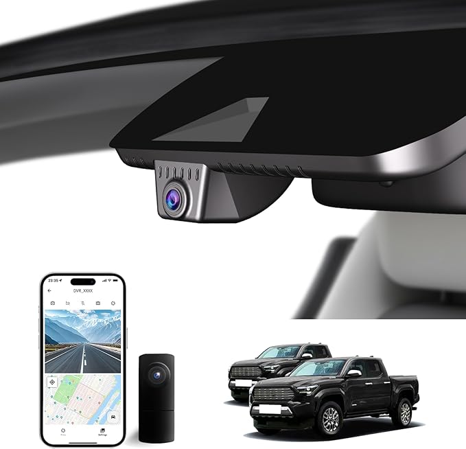 Front 4K & Rear 1080P for Toyota Tacoma 2024-2026 SR SR5 TRD Sport Pre-Runner Off Road Limited & Tacoma Hybrid,OEM Look,WiFi & APP,Loop Recording,G-Sensor,Plug&Play,128GB