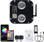 AKEPO 50W Dual-Head Twinkle Fiber Optic Light Engine Replacement, RGBW Twinkle+APP Control+Music Activated+28-Key Remote for Home Fiber Optic Star Ceiling