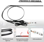 Car LED Strip Lights, 43.3 Inch & 13.8 Inch 2 in 1 64 Colors Music Mode Inside Vehicle Dash Ambient Lighting Kit with Wireless Remote Control, Auto Dashboard Lamp, Universal Fit