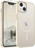 SUPFINE Magnetic for iPhone 15 Plus Case & iPhone 14 Plus Case(Compatible with MagSafe)(Military Grade Drop Protection) Slim Translucent Shockproof with Anti-Fingerprint Phone Case,Antique White