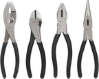 Amazon Basics Pliers Set, Hand Tools for Precision, Cutting Wire Cutter with Needle Nose and Diagonal, Quality Tool Set for Home Maintenance, Set of 4, Black and Silver