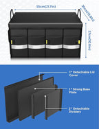 Oasser Car Trunk Organizer, 3 Compartments Collapsible Waterproof Car Organizer Storage with Foldable Cover, Reflective Strip, Non-Slip Bottom, 4 Mesh Pockets for SUV/Truck/Sedan/Camping/Road Trip