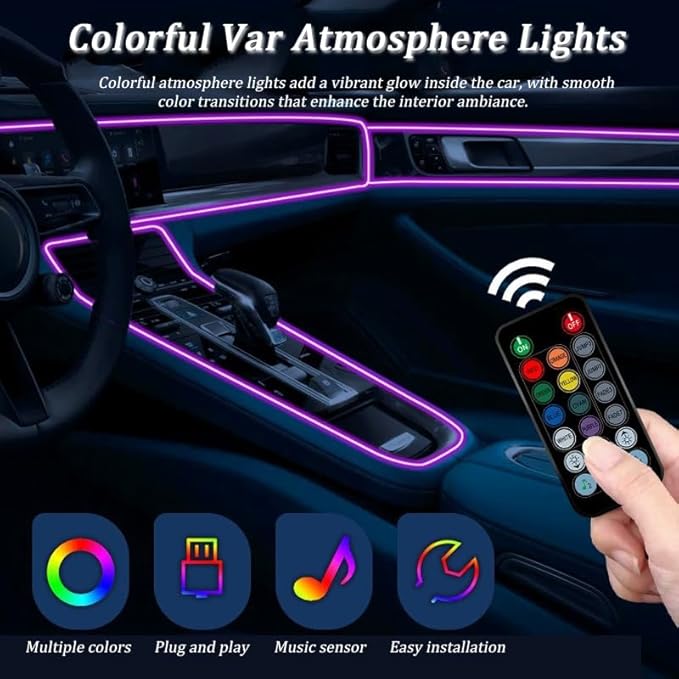 Car LED Strip Light for Mercedes Benz GLA Class 2014–2025, 6 in 1 Car Ambient Lighting Kits, Interior Interior Light Sync to Music, Auto Decorations Interior Accessories, 8M