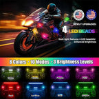 6PCS Upgraded Wireless LED Strobe Lights with Remote Control, 8 Colors Interior Car Lights with 4 Bright LED Lamp Beads，Suit for Car Motorcycle Bike Drone Aircraft