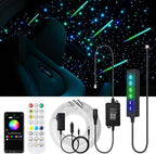 AKEPO 3.2W 6-Hole RGB APP Colorful Fiber Optic Lights Kit, Color Chasing Sound Activated 9.8ft 120pcs of 0.75mm Optical Fibers with Remote and APP Control