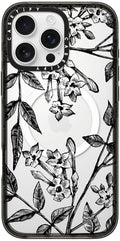 CASETiFY Impact Case for iPhone 16 Pro Max [Slim / 8.2 ft. 4X Military Grade Drop Protection/Compatible with Magsafe] - Botanical Jasmine - Clear Black