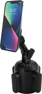 Scosche Cup Holder Phone Holder for Car, Magnetic Cell Phone Holder with Adjustable Neck & 360° Rotation, Universal Car Mount for iPhone/Android, Fits Cup Holders Up to 3.5", Not MagSafe Compatible