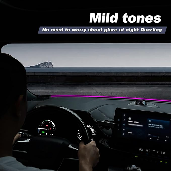 JYCDC Dashboard Ambient Lighting Strip with OBD Plug-in, RGB Interior Car LED Light Bar with App Control Music Sync, Compatible with Honda Civic, Accord, CR-V, Pilot, Odyssey, HR-V & Acura MDX, RDX