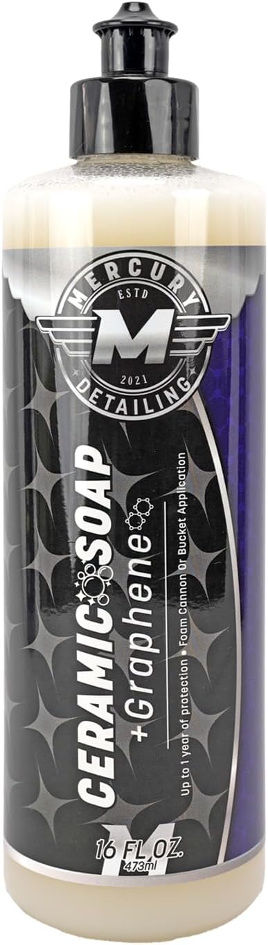Ceramic Soap with Graphene Car Wash Soap 16 oz (Pack of 1) – High Foaming SiO2 Formula | Long-Lasting Protection | pH Neutral | Foam Cannon, Pressure Washer, & Bucket Wash Compatible