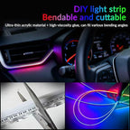 Interior Car Strip Lights Dreamcolor Acrylic Car Decorative Lights with APP Control Multicolor Internal Lighting Kit Music&DIY Function Ambient Fiber Optic Strip Valentine’s Day's Decor