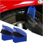 BESULEN 2 Pcs Tire Contour Dressing Applicator, Car Wheel Dressing Shine Sponge with Lid, Polishing Sponge Wax Buffing Pads for Auto, Foam Brush with Cover, Automotive Cleaning Accessories (Blue)