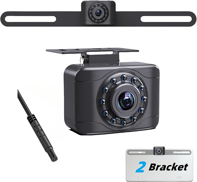 X1P HD Backup Camera License Plate Rear View Camera for Car, IP69 Waterproof Cámaras de Reversa para Autos with Clear Night Vision, Wide View Angle Universal Camera for Truck SUV RV Pickup