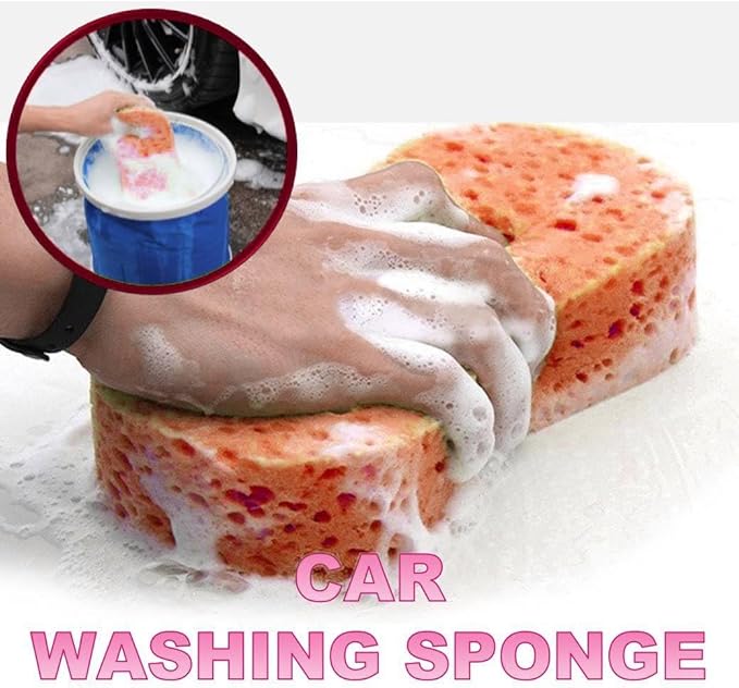 Ultimate Premium 5-Pack Coral Sponge Set - Extra Soft, Non-Scratch, Foaming & Large - Perfect for Car Washing, Household Cleaning and Fightingk (Orange)