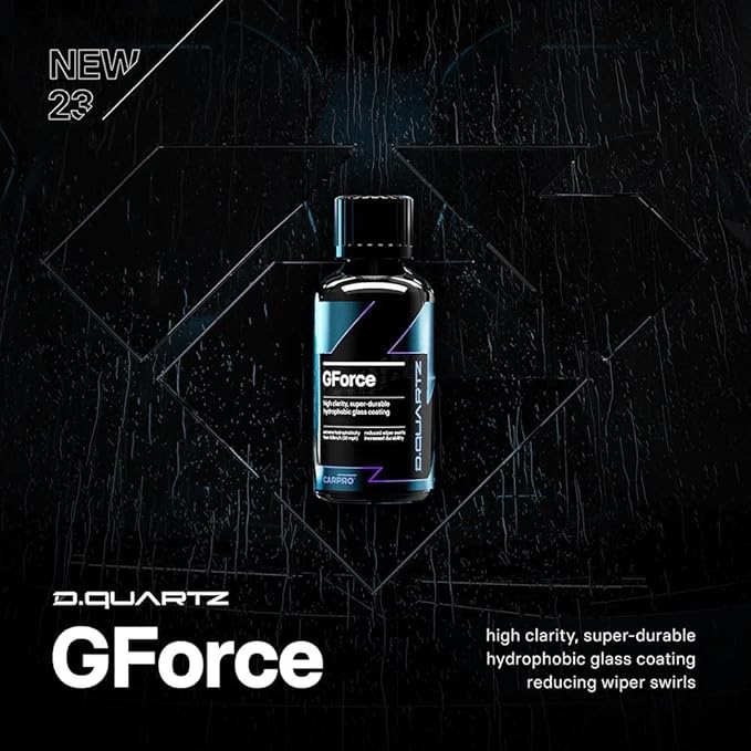 CARPRO DQUARTZ GForce Glass Coating - Windshield & Window Rain Repellent Glass Treatment Sealant Ceramic Coating for Crystal-Clear Vision - Super Durable Hydrophobic Slickness - (50mL Kit)