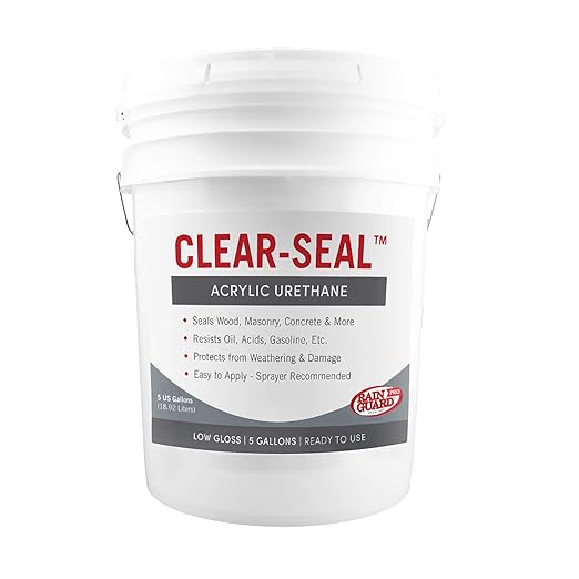 Rain Guard Water Sealers - CLEAR-SEAL - Professional Sealer And Finish Coat For Decorative Concrete, Stone, And Other Masonry Surfaces - Acrylic Urethane Coating - Low Gloss - Ready To Use - 5 Gallon