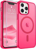 SUPFINE Magnetic for iPhone 13 Pro Max Case (Compatible with MagSafe) (Military Grade Drop Protection) Slim Translucent Matte Shockproof with Anti-Fingerprint Phone Case,Hot Pink