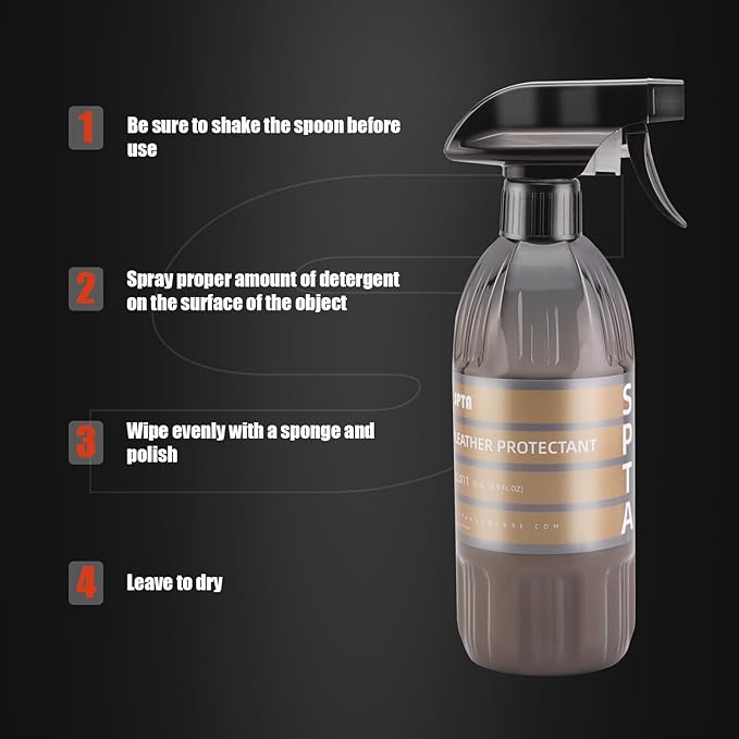 SPTA Leather Protectant, 16oz Leather Conditioner, Vinyl, and Plastic Interior Surfaces -for Car Interiors, Furniture, Apparel, Boots, and More, Works on Natural, Synthetic, Pleather, Faux Leather