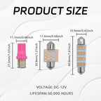 24PCS LED Interior Car Lights, Interior Car Lights Dome Light Set T10 31 mm 42 mm Replacement Bulbs for Top Map Dome Tail Cab Lights and License Plate Courtesy Lights Accessories (Pink)