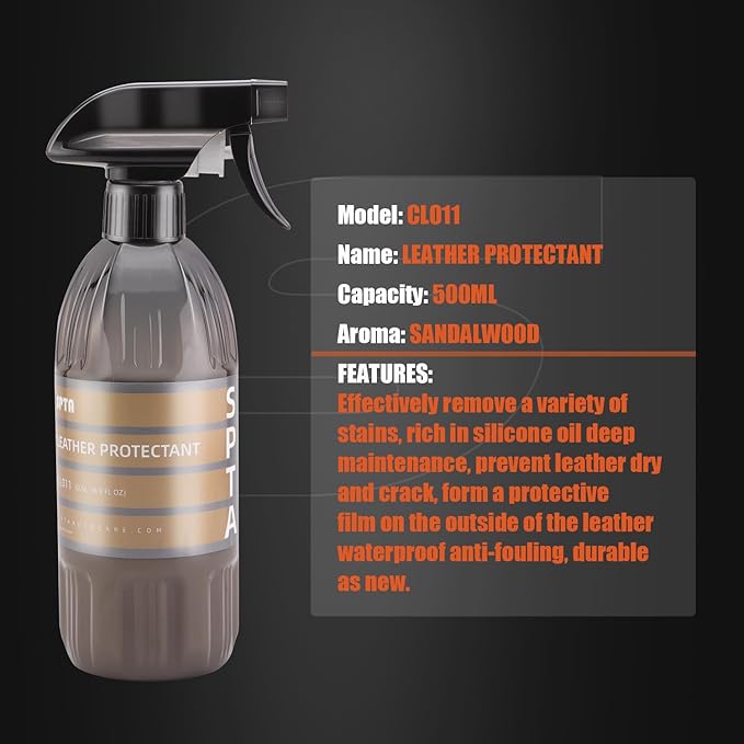 SPTA Leather Protectant, 16oz Leather Conditioner, Vinyl, and Plastic Interior Surfaces -for Car Interiors, Furniture, Apparel, Boots, and More, Works on Natural, Synthetic, Pleather, Faux Leather
