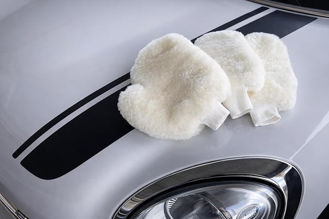Natural Lambskin Wool Car Wash Mitt - Large Sheepskin for Wet and Dry Applications and Painters (3)