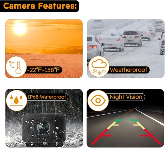 Backup Camera for car 1080P HD Wired Kit, Continuous or Reverse Viewing, 4.3'' Clip-on Mirror Monitor with Waterproof Night Vision Car Rear View License Plate Camera for Car Pickup Truck SUV Trailer