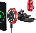 OHLPRO 15W Magsafe Car Mount Charger for iPhone 17, Fast Wireless Charging Magnetic CD Slot Holder with 3M Adhesive Base for Dashboard, Aluminum Shell, Compatible with iPhone 16 15 14 Series, Red