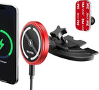 OHLPRO 15W Magsafe Car Mount Charger for iPhone 17, Fast Wireless Charging Magnetic CD Slot Holder with 3M Adhesive Base for Dashboard, Aluminum Shell, Compatible with iPhone 16 15 14 Series, Red