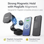 Trusmi Magnetic Wireless Car Charger 15W, Foldable Car Phone Mount, Compatible with MagSafe for iPhones and MagSafe-Compatible Cases for Galaxy S26/S25/S24, Pixel 10/9/8