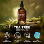 100% Pure Tea Tree Essential Oil - 4 Fl Oz - Tea Tree Oil for Hair, Skin, Diffuser, Aromatherapy & DIY Candle Making Scent