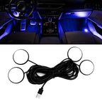 Car Interior Pedal LED Lights, Automotive Underglow Ambient RGB Door Lighting Kit with USB Port, 4 in 1 Decoration Neon Lights for Car, Home, Garden, Party (Blue)
