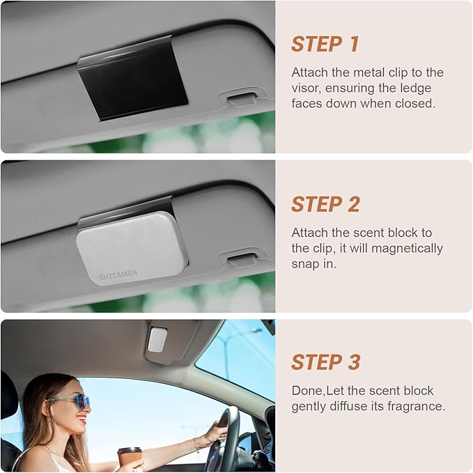 Car Air Freshener, Stone Air Freshener, Automotive Odor Eliminator for Visor Clip- Car Fresheners Long Lasting CLIP INCLUDED (Open Air/Starter Kit)