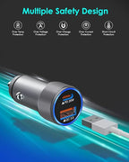 iPhone Car Charger,USB C Fast Car Charger[Apple MFi Certified] Apple Car Charging 38W Dual Port CarCharger Cigarette Lighter Adapter 2x3ft PD&QC 3.0 Lightning Cable for iPhone 14/13/12 Pro/11/Airpods