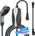 SEGUMA Level 1/2 EV Charger, 16Amp Electric Car Charger 25FT Cable with NEMA 6-20 Plug and NEMA 5-15 Adapter, Home Mobile EV Charging Station for J1772 BEVs/PHEVs 110V-240V(Black)