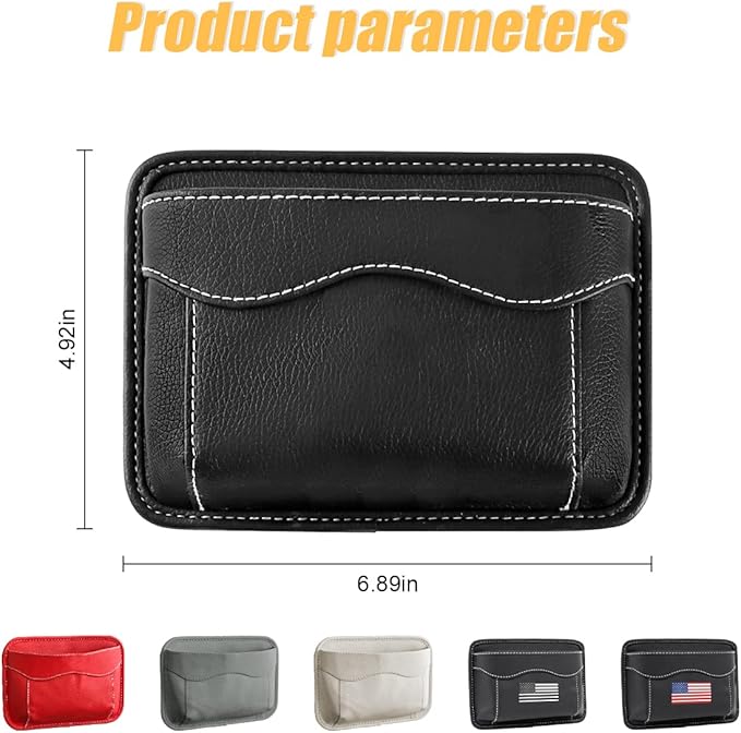 Moly Magnolia Car Seat Side Pocket Organizer, American Flag PU Leather Storage Bag, Pen Phone Holder Tray Pouch Seat Gap Filler, Interior Accessories for Auto Door Window Console (Beige)