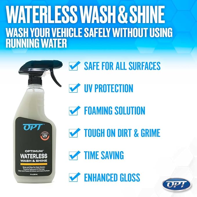 Optimum Waterless Wash and Shine - New Spray Waterless Car Wash with UV Protection, Interior and Exterior Car Cleaning Spray (1 Gal.)