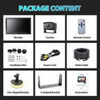 Fookoo Ⅱ 10" 1080P Wired Backup Camera System,10-inch HD Dual Split Screen Monitor with Recording IP69 Waterproof Rear View Camera Parking Lines Supports Up to 2 Cameras for Truck/Trailer/RV(DY101)
