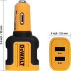 DEWALT Heavy Duty 24W USB Car Charger Adapter, Cigarette Lighter Adapter USBA Charger, Fast Charging Car Lighter USB Adapters, Cell Phone Automobile Chargers for iPhone, Samsung Galaxy, iPad