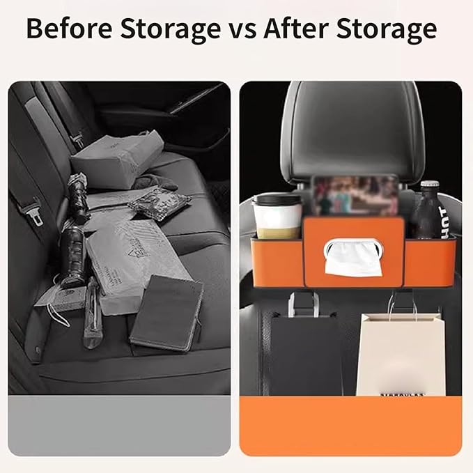 Car Organizers and Storage Box Behind Seat, Car Organizers and Storage Back Seat, With Multiple Pockets, Hanging Car Seat Storage Travel Essentials, Snacks, Bottles (Black * 2)
