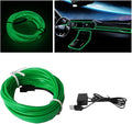 EL Wire LED Strip Lights, 10FT/3M USB Auto Neon Light Strip with Sewing Edge, Electroluminescent Car Ambient Lighting Kits with Fuse Protection, Car Decoration Accessories (Green/10FT)