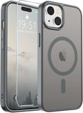 SUPFINE Magnetic for iPhone 15 Case(Compatible with MagSafe)(Military Grade Drop Protection) Slim Translucent Matte Shockproof Women Men Girl Phone Cover,Gray