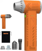 Tool-grade Electric Air Duster, Rechargeable Handheld Blower with 180,000 Super Power Brushless Motor, 2-in-1 Blow & Vacuum Cleaner, Cordless Leaf Blower for Car Drying, Home, Patio Cleaning (Orange)