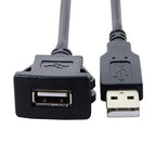 cablecc 1m Waterproof Single USB 2.0 Extension Latch Mount Car AUX Cable for Dashboard Panel