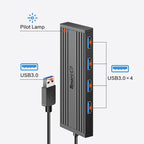 4-Port USB 3.0 Ultra-Thin Data Hub, High-Speed USB Port Expander for Laptop, MacBook, iMac, Surface Pro, XPS, Flash Drives, Mobile HDD, Printers, and More (Slim USB Hub - 4 ft)