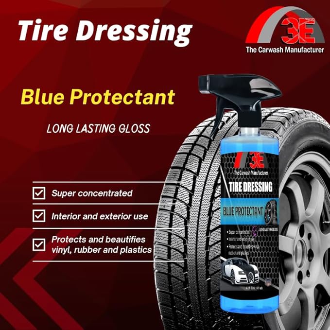 Blue Protectant Premium Spray-on Tire Shine, High Tire Shine Sprayable Dressing and Protectant for Tires, Trim, Rubber and Plastic, Long Lasting Premium Dressing (16 oz)