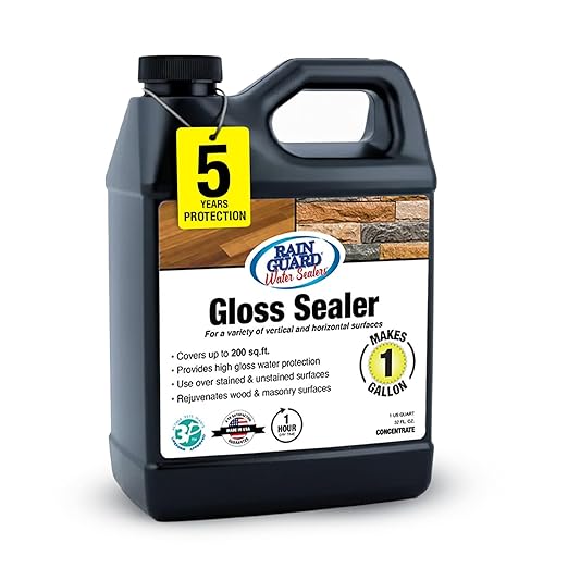Rain Guard Water Sealers SP-1102 Gloss Sealer Concentrate Makes 1 Gallon- Gloss Water Repellent for Wood, Concrete, Brick, Stone, and Masonry - Water-Based Acrylic Sealer