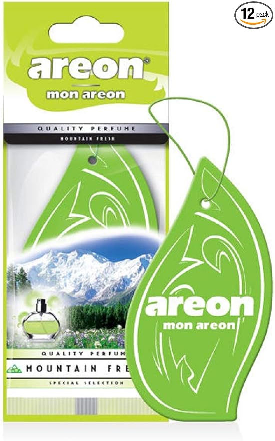 AREON MON MA17 Long Lasting Hanging Best Car Air Freshener Mountain Fresh Scent, 12 Pack