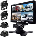 RV Backup Camera System- 7 Inch 4 Split Reversing Monitor, Night Vision, IP68 Waterproof, Parking Monitoring, Hard-Wired Backup Camera for Trucks/Bus/Trailer/RV/Pickup