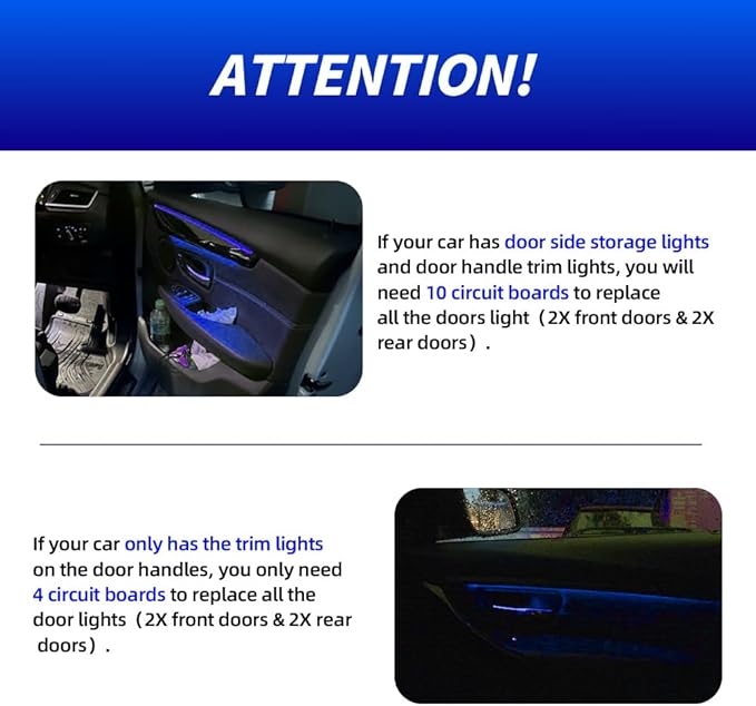 NJSBYL Blue-Red Interior Ambient Lighting LED Circuit Board for 2016-2022 B-MW X1 F48, 2010-2017 5Series F07, 2012-2015 7Series F01 Coupe Sedan SUV Door Handle Trim/Storage/Pocket Atmosphere Light